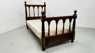 EDWARDIAN MAHOGANY BEDSTEAD AND MATTRESS, WIDTH 110CM A/F.