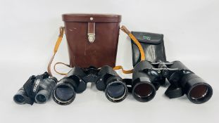 A PAIR OF CARL ZEISS JENNA 12 X 50 BINOCULARS IN LEATHER TRANSIT CASE + A PAIR OF ZENITH 10 X 50