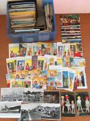 POSTCARDS: A BOX WITH OLD TO MODERN INCLUDING COMIC PHYLLIS COOPER (2),