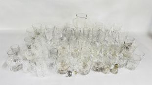 3 X BOXES OF ASSORTED GOOD QUALITY DRINKING GLASSES TO INCLUDE CUT GLASS, STUART CRYSTAL ETC.
