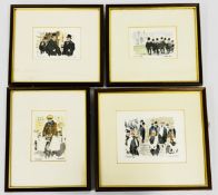 FOUR FRAMED AND MOUNTED DEREK ABEL CAMBRIDGE SCENES 