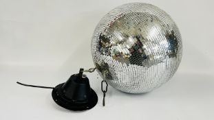 MOTORISED CEILING MOUNTED DISCO BALL - SOLD AS SEEN.