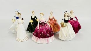A GROUP OF SEVEN COALPORT BONE CHINA COLLECTORS FIGURES TO INCLUDE KIMBERLEY, MARY, JOANNE, MAXINE,