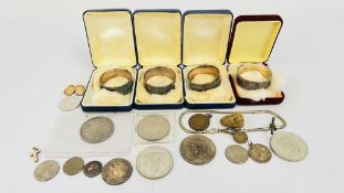 A SET OF 4 X SILVER NAPKIN RINGS BIRMINGHAM ASSAY, MAKER H. C & S.