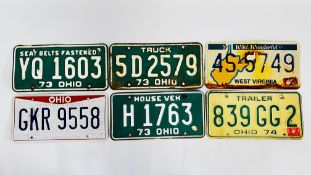 SIX ORIGINAL AMERICAN NUMBER PLATES.