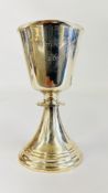 A SOLID SILVER REPLICA OF MELTON MOBRAY CHURCH CHALICE, BIRMINGHAM 1971, MAKER A E JONES, H 13.5CM.