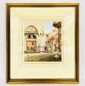 A FRAMED AND MOUNTED WATERCOLOUR TITLED 