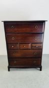 A STAG MINSTREL MULTI DRAWER CHEST W 82CM D 47CM H 112CM.