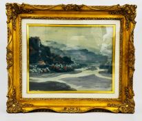 OIL ON CANVAS LANDSCAPE VALLEY SCENE BEARING SIGNATURE K. KODENA 1935 IN GILT FRAME 30.5 X 40CM.