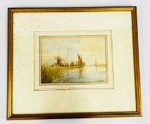 A FRAMED AND MOUNTED WATERCOLOUR 