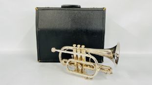 A BOOSEY & HAWKES SOVEREIGN TRUMPET IN A FITTED CASE.