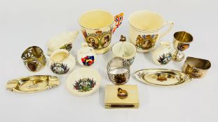 A COLLECTION OF MIXED COMMEMORATIVE WARE TO INCLUDE CRESTED EXAMPLES.