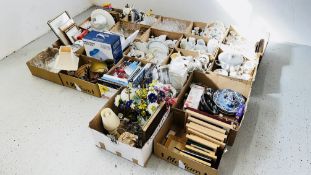 20 X BOXES ASSORTED HOUSEHOLD SUNDRIES AS CLEARED TO INCLUDE GLASSWARE, TEA AND TABLE WARES,