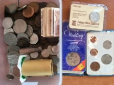 COINS: TUB OF MIXED UK AND OVERSEAS INCLUDING GB DOUBLE FLORIN 1890, MODERN CROWNS (2), £2 (5),