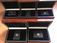 COINS: FOUR ROMAN SILVER PLUS LATER BRONZE BYZANTINE COIN,