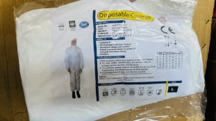 TWO BOXES OF NEW COVERALLS.