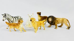 ROYAL DOULTON AND A BESWICK DOG STUDY, GOEBEL CAT,