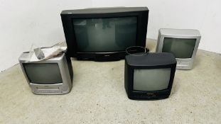4 X CRT TELEVISION SETS TO INCLUDE TOSHIBA 32MW7DB WITH REMOTE, PANASONIC TC-14S1R / BH,