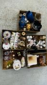 5 BOXES CONTAINING ASSORTED DECORATIVE EFFECTS TO INCLUDE BONE CHINA TEAWARE, FIGURINES,
