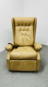 A CREAM LEATHER UPHOLSTERED ELECTRIC RECLINING EASY CHAIR - SOLD AS SEEN.