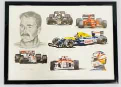 FRAMED STUART MCINTYRE F1 PRINT 47CM X 63CM.
