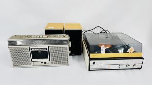A RETRO PANASONIC STEREO RADIO CASSETTE RECORDER (NO POWER LEAD),