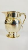 AN ANTIQUE SOLID SILVER JUG, SHEFFIELD 1912 MAKER M & H CO. LTD FOR ROSSI NORWICH H 11CM.