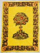A HAND WOVEN TAPESTRY OF A FRUIT TREE 184CM X 135CM