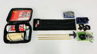 POWER PULL THROUGH CLEANING KIT, PRO SHOT CLEANING RODS & 4 SETS OF AS NEW BOXED 11MM SCOPE MOULDS.