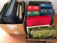 STAMPS: TWO BOXES COLLECTIONS AND FIRST DAY COVERS IN FOURTEEN VOLUMES,