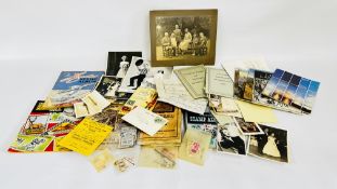 A BOX OF MIXED EPHEMERA (SOME LOCAL) INCLUDING STAMPS.