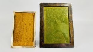 TWO SILVER PHOTO FRAMES WITH OAK EASEL BACKS, THE SMALLER BIRMINGHAM 1918,