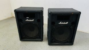 A PAIR OF MARSHALL 615H RA SPEAKERS - SOLD AS SEEN.