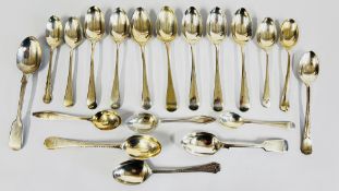19 VARIOUS SILVER TEA AND COFFEE SPOONS, DIFFERENT DATES AND MAKERS.