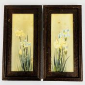 A PAIR OF FRAMED JAPANESE WATERCOLOURS BEARING MARKS.