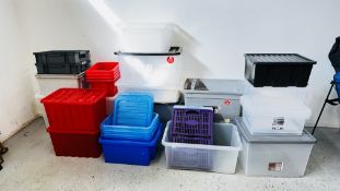 AN EXTENSIVE GROUP OF PLASTIC STORAGE CONTAINERS.