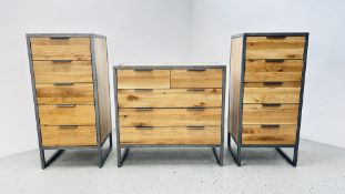 THREE PIECES OF OAK FURNITURE LAND BEDROOM FURNITURE TO INCLUDE BROOKLYN NATURAL SOLID OAK AND