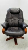 A DARK TAN LEATHER RELAXER CHAIR.