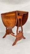A MODERN YEW FINISH DROP LEAF OCCASIONAL TABLE, H 53CM.