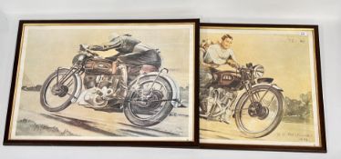 TWO FRAMED MOTORCYCLE POSTERS MARKED 