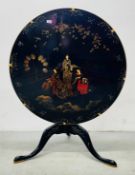 A HARDWOOD TRIPOD TILT TOP TABLE, NOW CONVERTED,