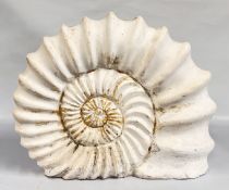 A LARGE ART PLASTER AMMONITE STUDY W 70CM X H 53CM.
