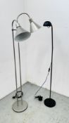 AN IKEA FLOOR STANDING ANGLE POISE READING LAMP AND ONE OTHER TWIN HEAD FLOOR STANDING LAMP - SOLD
