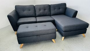 A MODERN DESIGNER CHARCOAL GREY UPHOLSTERED 