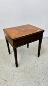 AN INLAID REPRODUCTION FOLDING TOP GAMES TABLE.