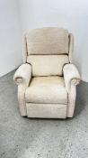 HSL ELECTRIC EASY CHAIR FINISHED IN THE CREAM UPHOLSTERY - SOLD AS SEEN.