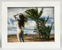 AN ORIGINAL FRAMED OIL ON BOARD TITLED 