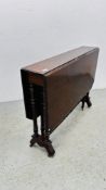 AN EDWARDIAN MAHOGANY GATELEG OCCASIONAL TABLE W 92CM D 24CM FULLY EXTENDED 102.5CM.