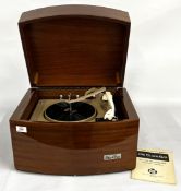 A PYE BLACK BOX VINTAGE RECORD PLAYER WITH ORIGINAL INSTRUCTIONS - COLLECTORS ITEM ONLY.