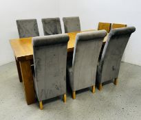 A MODERN LIGHT OAK EXTENDING DINING TABLE LENGTH 180CM (240CM FULLY EXTENDED) WIDTH 90CM